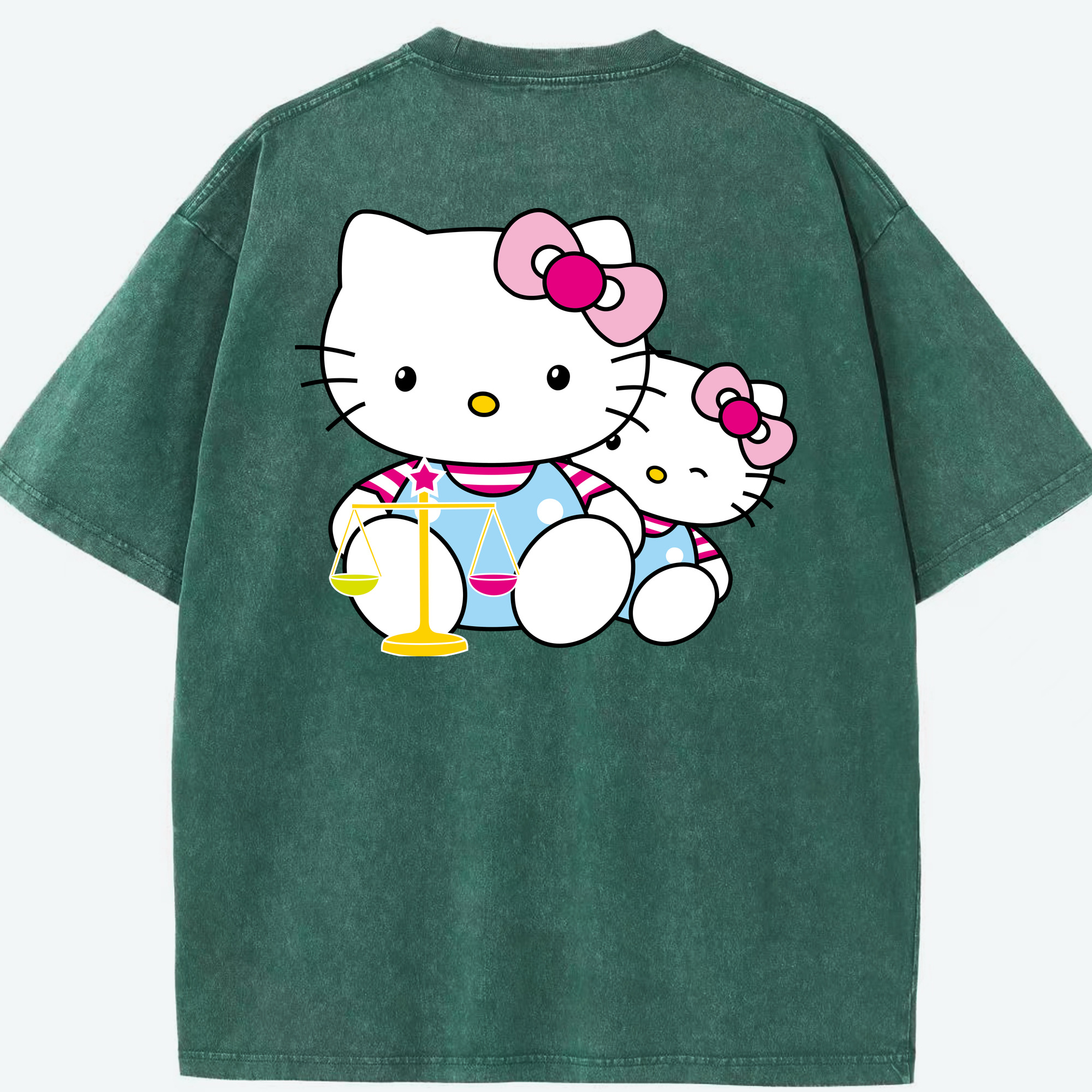 （画像用） Hello Kitty ハローキティ 綿100% ヴィンテージ風 半袖Tシャツ（背面プリント）